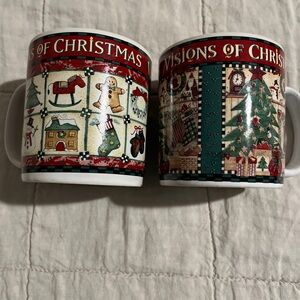 Sakura Festive Red and White Holiday Mugs - set of 2